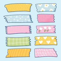 Collection of Decorative Washi Tape Illustrations vector
