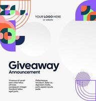 A corporate-themed square template for giveaway announcements. The clean shapes and formal tones add credibility to your digital promotions. A corporate look for giveaway content vector