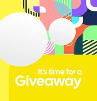 Giveaway winner announcement square template that utilizes symmetrical lines and shapes with a modern, bright color palette vector