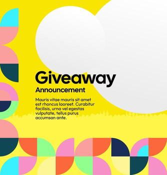Giveaway themed square post with bright color design and modular geometric shapes, designed to attract the attention of digital audience vector