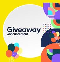 A fun social media template with a combination of bright colors and lively geometric patterns. Ideal for interactive giveaway promotions. A fun look for giveaway content vector