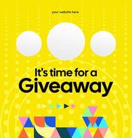 A social media template with a giveaway announcement theme, featuring geometric textures that feel like a modern and experimental digital collage vector