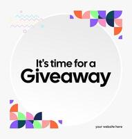 Social media post for giveaway winner announcement with dynamic symmetrical patterned geometric design, conveying brand strength and trust vector