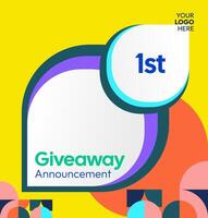 Giveaway announcement graphic design vector