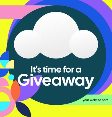 Celebrate giveaway winners with a professional visual. This design features symmetrical geometric art and calm corporate colors
