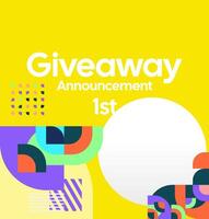 A formal design that uses modern geometric elements to convey a compelling giveaway winner announcement. Formal modern visual for giveaway vector