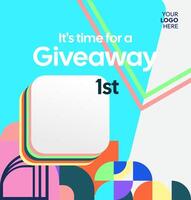 Design for giveaway winner with modern typography and colorful geometric accents to boost engagement. Colorful social post for contest winners vector