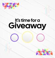 Make giveaway prize announcements more fun with a bright layout and dynamic geometric elements. Perfect for community events or creative promotions vector