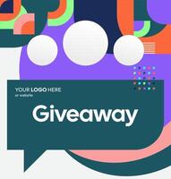 Social giveaway template to announce winners with bold text and colorful shapes. Ideal for digital marketing vector