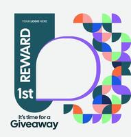 Geometric giveaway post design vector