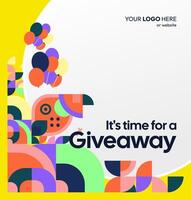 Giveaway winner announcements look more creative and elegant with a business-style square design and geometric patterns. Attractive look for giveaway prizes vector