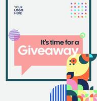 Geometric winner template for social media posts and online store vector