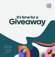 Lively giveaway winner post for social media use. Modern and simple templates vector