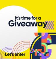 Announce your giveaway winners with a professional geometric design and bold color tones. Perfect for formal brand social media content. Professional design for formal giveaways. vector