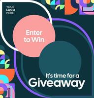 Festive giveaway winner post with colorful design vector