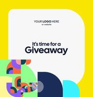 A square template for a giveaway winner announcement, designed with a bold geometric aesthetic that conveys credibility and confidence vector