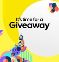 Giveaway winner announcement template with a clean and dynamic geometric graphic touch. Ideal for social media giveaway promotions. vector