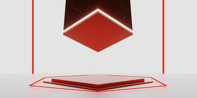 Square podium, technology, laser light, product display stand, 3D illustration photo