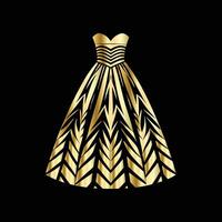 a gold dress on a black background. Luxury. vector