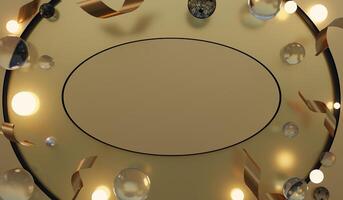 Poster circle with marbles and ribbons web banner,abstract background. 3d photo