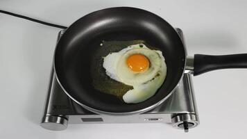 Sequential frames showing an egg frying in a pan video