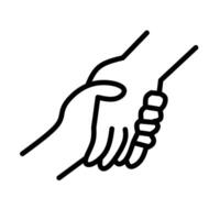 A simple line art of two hands shaking symbolizing business partnership agreement cooperation and mutual support vector