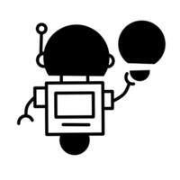 A simple line art illustration of a humanoid robot with an antenna symbolizing artificial intelligence and future technology vector