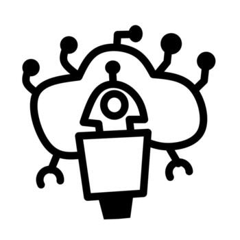 un sencillo línea Arte ilustración de un robot personaje simbolizando artificial inteligencia y avanzado tecnología vector