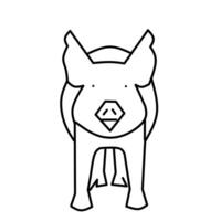 Minimalist front view line art of a pig with pointed ears and small snout, ideal for farm animal designs, livestock icons, or educational materials. vector