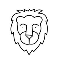 Outline icon of a lion's head with a bold mane, representing strength, courage, wildlife, and royalty. Perfect for logos, mascots, or animal-themed designs. vector