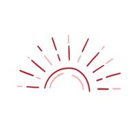 Bohemian Sun. Creative linear logo, icon, symbol. Abstract sunset design element for decoration. Hand drawn illustration, minimalist line art vector