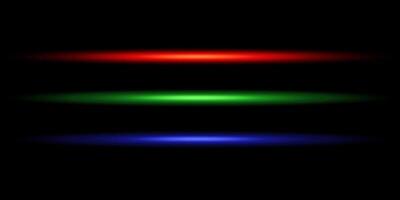 Set of glowing neon lines. Laser and luminous neon light. Red, pink, green, blue flashes. RGB. illustration on black background vector