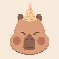 Funny Capybara with Birthday Hat vector