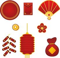 Chinese New Year Decorative Elements for Festive and Cultural Projects vector