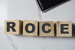 Concept of ROCE. Wooden block with words ROCE photo