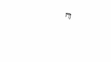 A simple line drawing animation of a banana forming gradually on a white background video