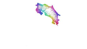 Rainbow sketch outline map of Costa Rica vector