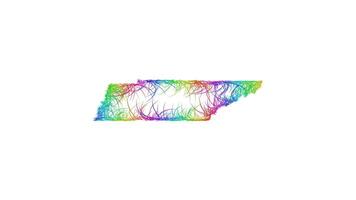 Rainbow sketch outline map of Tennessee vector