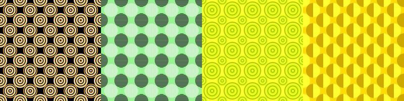 Seamless geometric three toned pattern set vector