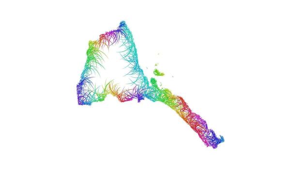Rainbow sketch outline map of Eritrea vector
