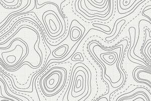 Topographic line contour map background, geographic grid map, Black and white vector