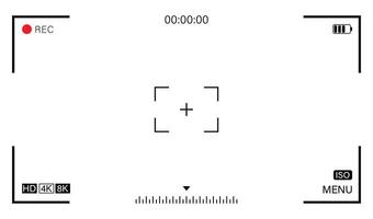 camera viewfinder display screen frame. Camera recording screen template for overlay. Camera interface UI digital overlays with information indicators for camera vector