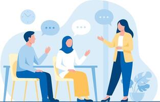 Group discussion in a modern office vector