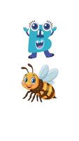 Playful animation with a character 'B' and a bee, highlighting letter recognition and fun interaction video