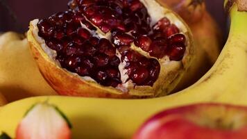 Vibrant fruits arranged in a colorful display video