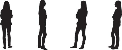 Silhouettes of people standing in different positions vector