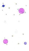 Colorful galaxies, floating planets and twinkling stars transparent overlay animation. Dreamy cosmos. Starlit universe. Vertical 2D cartoon animated element 4k . Decorative motion graphics video