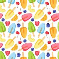 Colorful popsicle and fruit pattern vector