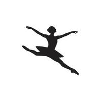Silhouette of a female ballet dancer in midair graceful leap isolated on white background vector