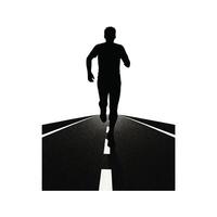 Runner silhouette man jogging on road fitness training exercise healthy lifestyle concept isolated on white background vector